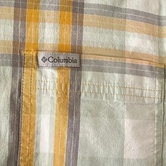 Columbia Men’s Long Sleeve Button Down Plaid Orange & Gray SZ S - Picture 3 of 6
